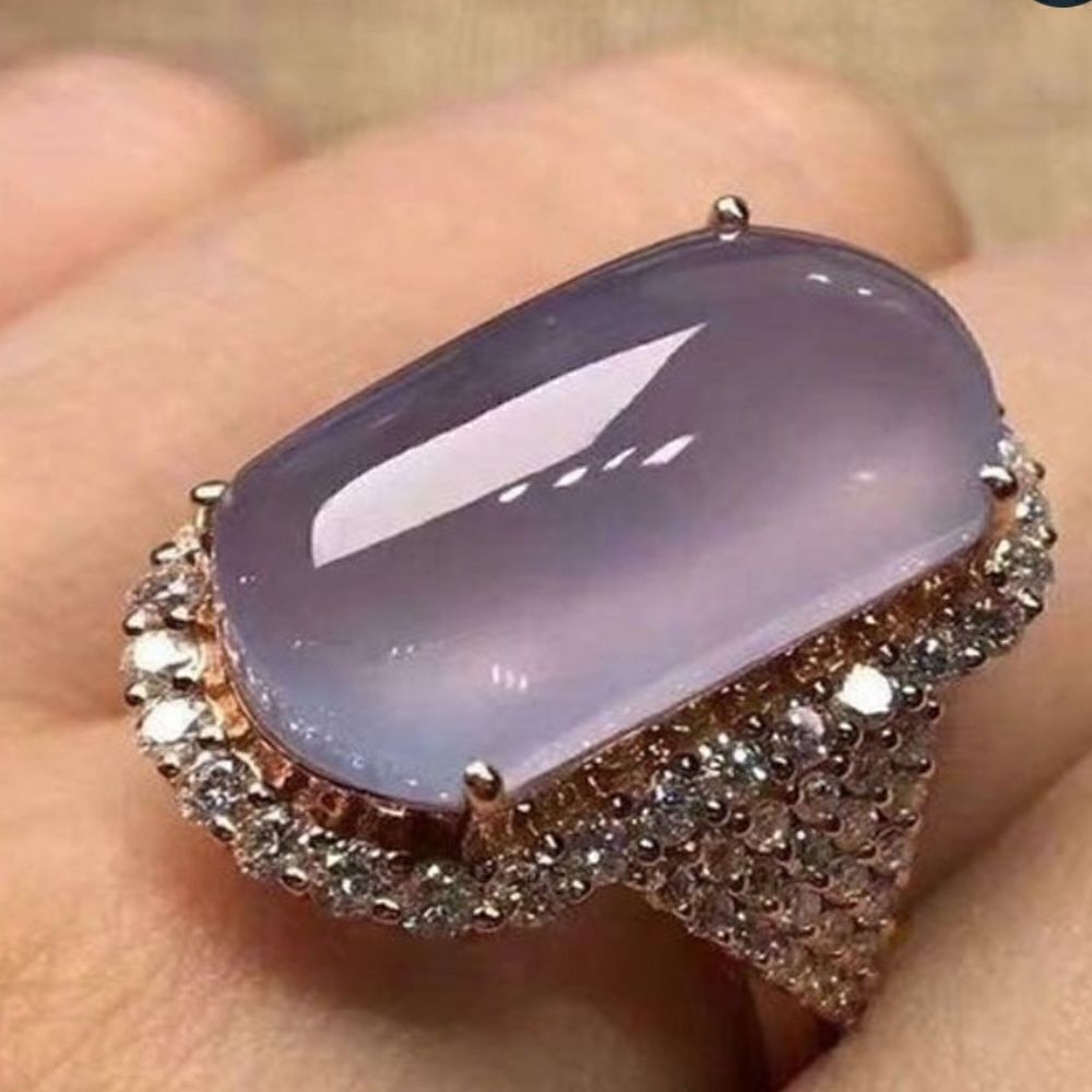HUGE Crystal Zircon Ring Rose Gold and White Zircon Ring